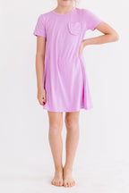 Girls Bright Lilac T-Shirt Dress