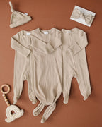 Oatmeal Organic Cotton Zipper Pajamas