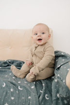 Oatmeal Organic Cotton Zipper Pajamas