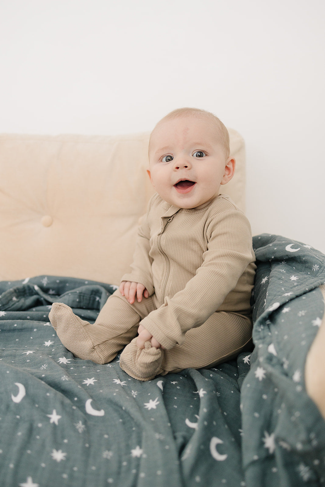 Oatmeal Organic Cotton Zipper Pajamas