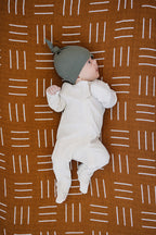 Winter Green Organic Ribbed Newborn Knot Hat