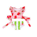 Girls Two Piece Swimsuit – Sweet Charlie Strawberry Print UPF 50+