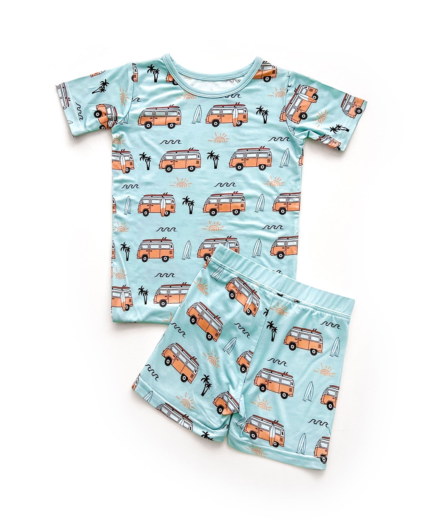 Retro Beach Bamboo Shorts Pajama Set