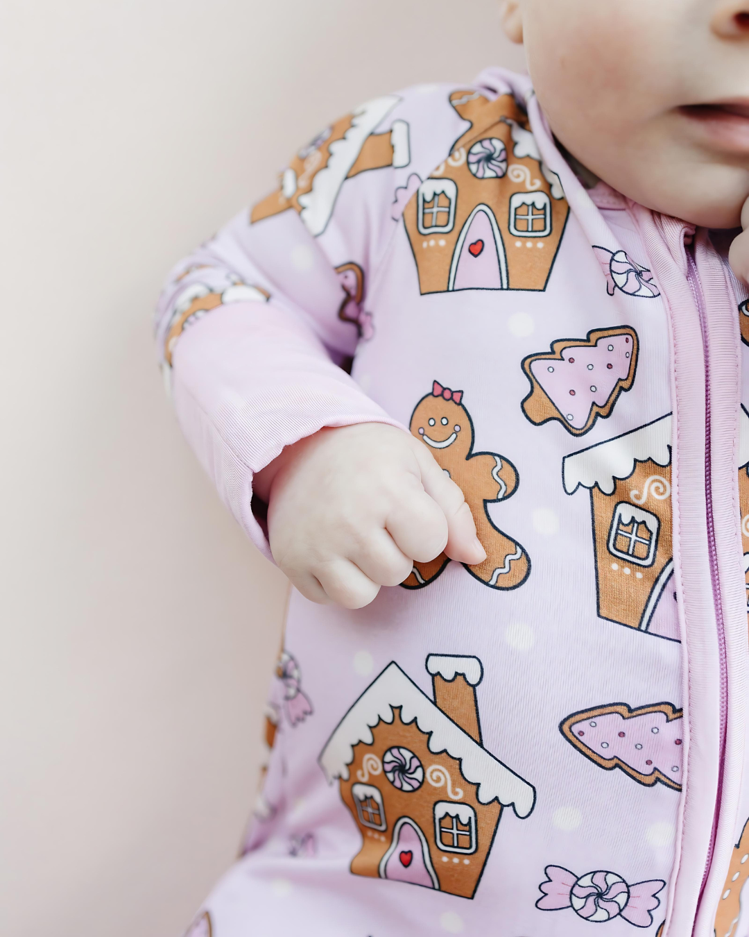 Baby Girl Gingerbread Cookies Bamboo Zip Pajama Romper