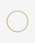 3mm Gold Bead Bracelet with Diamond Bar