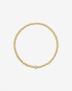 3mm Gold Bead Bracelet with Diamond Bar