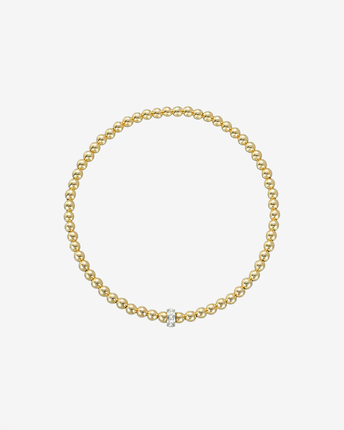 3mm Gold Bead Bracelet with Diamond Bar