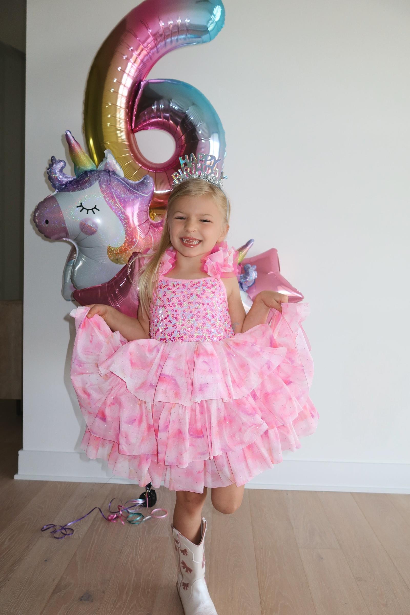 Girls Ombre Pink Sparkle Tulle Dress