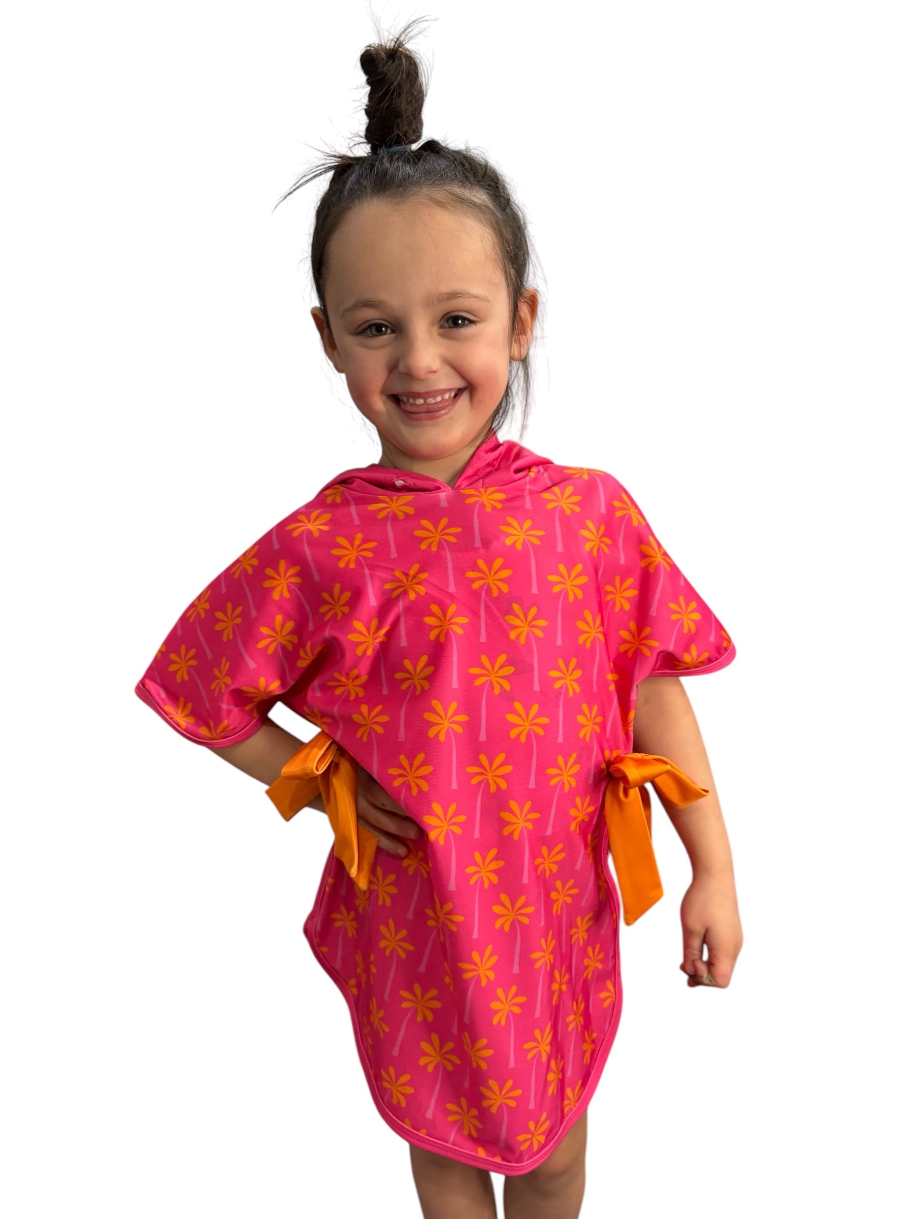 Pink Palm Tree Print Swimsuit Coverup