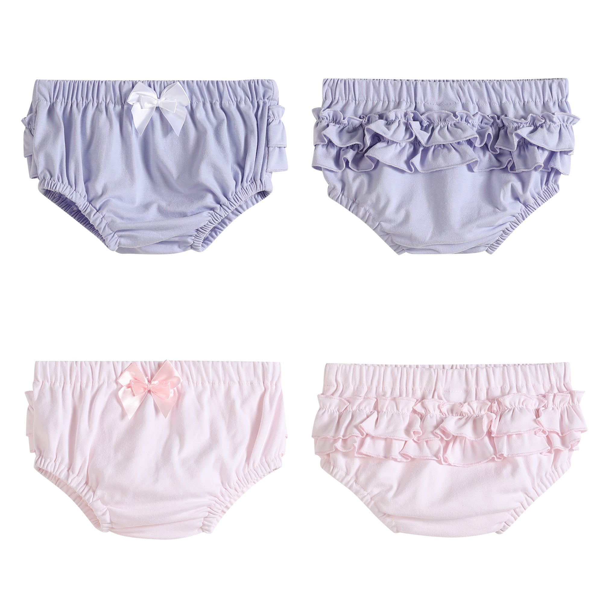 2 pc Set Light Pink and Purple Ruffle Knit Cotton Bloomers