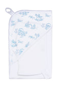 Baby Blue Toile Hooded Pima Cotton Towel