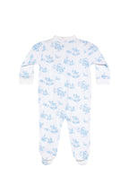 Blue Toile Pima Cotton Zipper Baby Footie