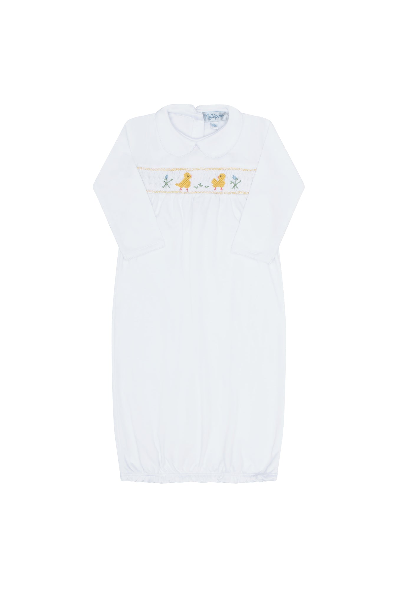 Chicks Print Pima Cotton Smocked Baby Gown