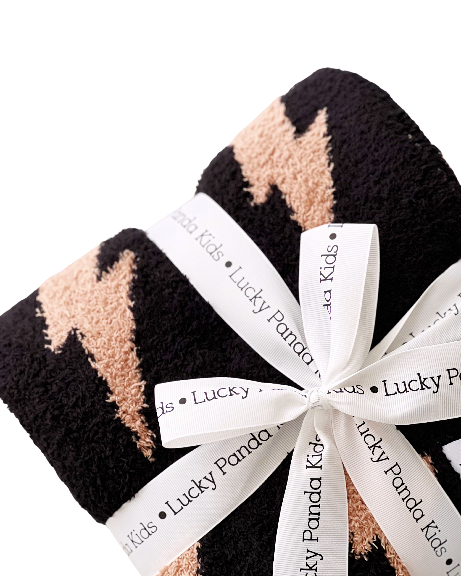 Mocha Lightning Bolt Fuzzy Blanket