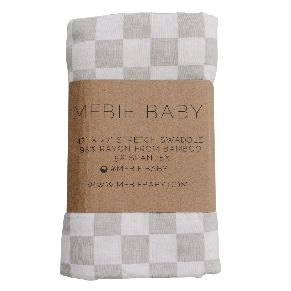 Taupe Checkered Bamboo Stretch Swaddle