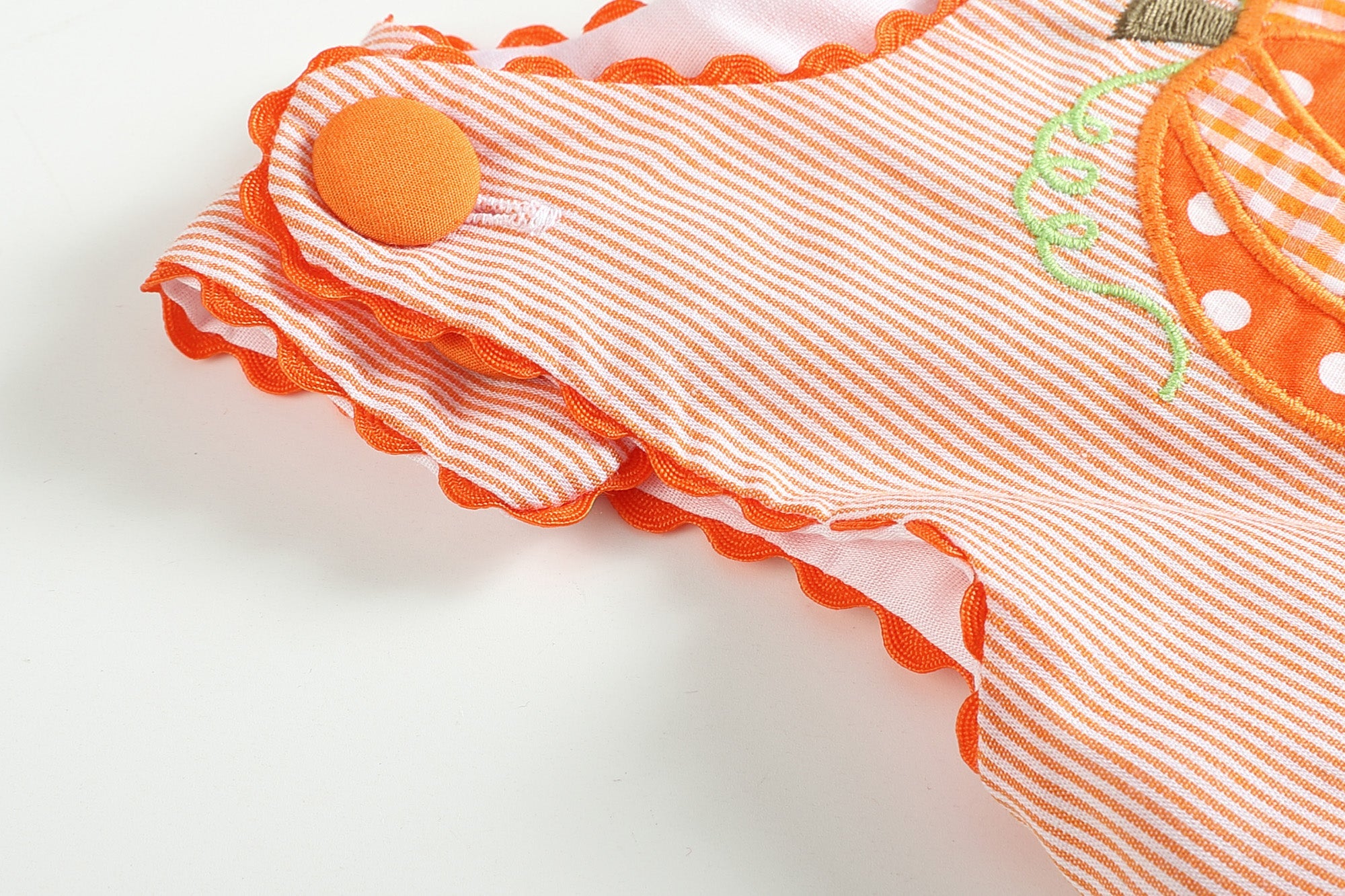 Girls Orange Pinstripe Pumpkin Embroidered A-Line Dress