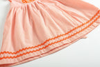 Girls Orange Pinstripe Pumpkin Embroidered A-Line Dress