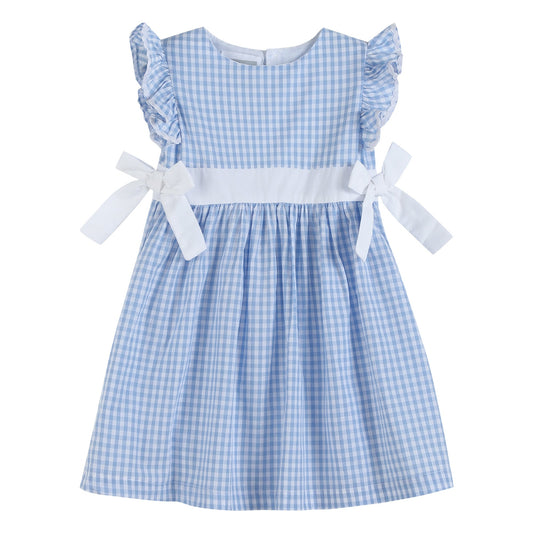Girls’ Light Blue Gingham A-Line Dress