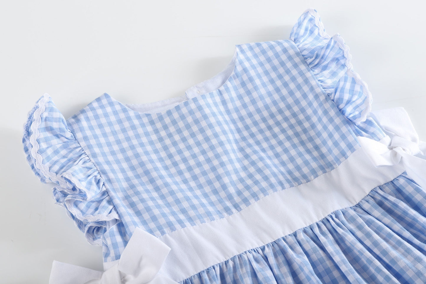 Girls’ Light Blue Gingham A-Line Dress
