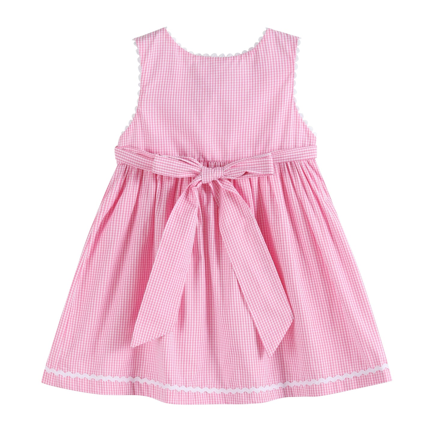 Girls’ Pink Gingham Bunny Family Button Dress