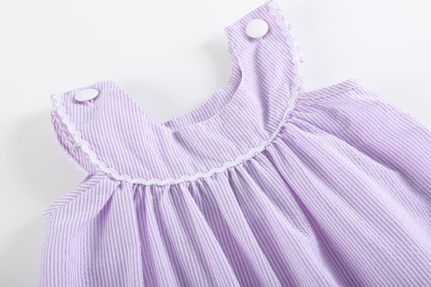 Girls’ Light Purple Seersucker Yoke Dress