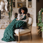 Double Ruched Faux Fur XL Throw Blanket