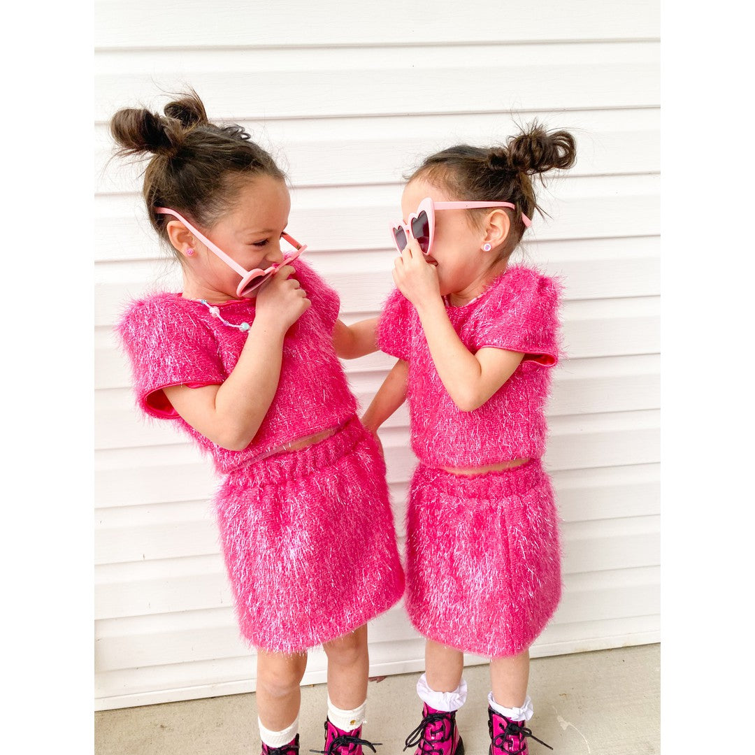 Girls Pink Sparkle Tinsel Set