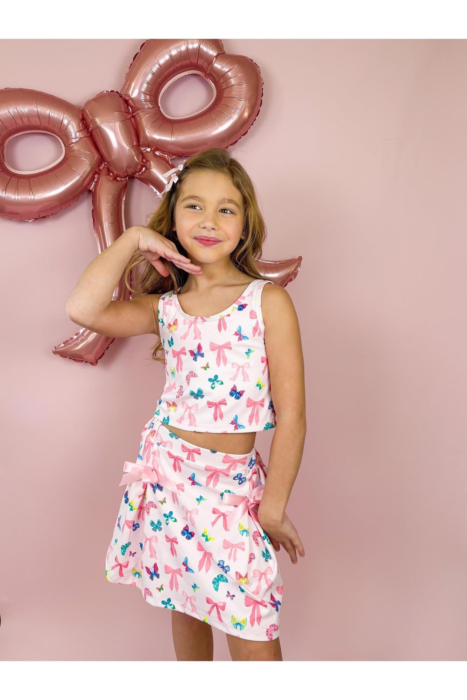Girls Two-Piece Athletic Tank and Skort Set