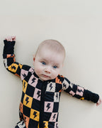 Baby Bamboo Zip Romper | Colorful Checks & Bolts
