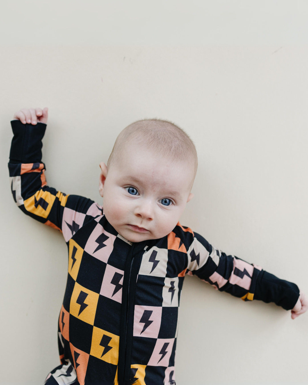 Baby Bamboo Zip Romper | Colorful Checks & Bolts