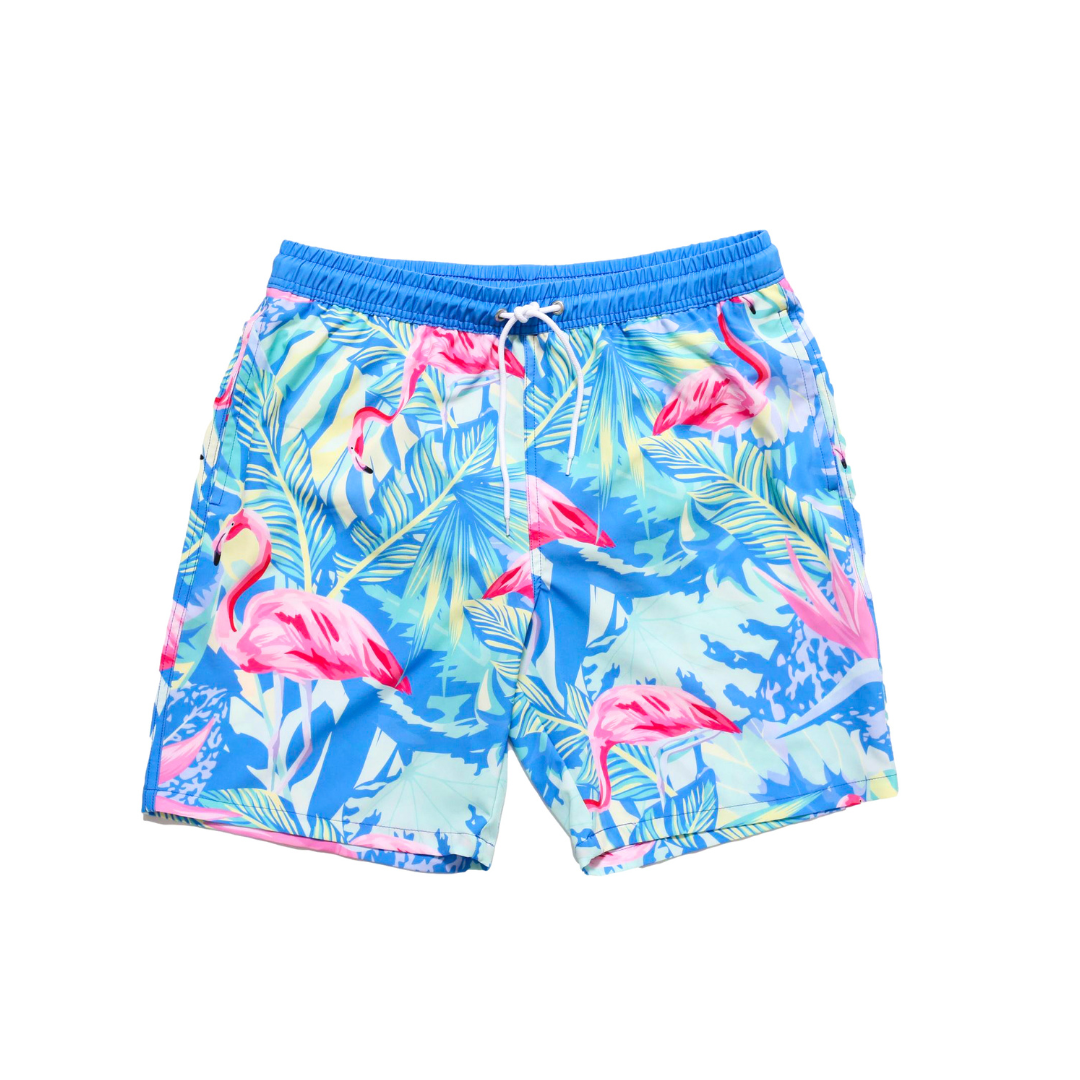 Men's Indigo Flamingo Swim Trunks