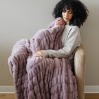 DOUBLE RUCHED FAUX FUR THROW BLANKETS
