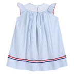 4th of July Blue Striped Stars Smocked Dress