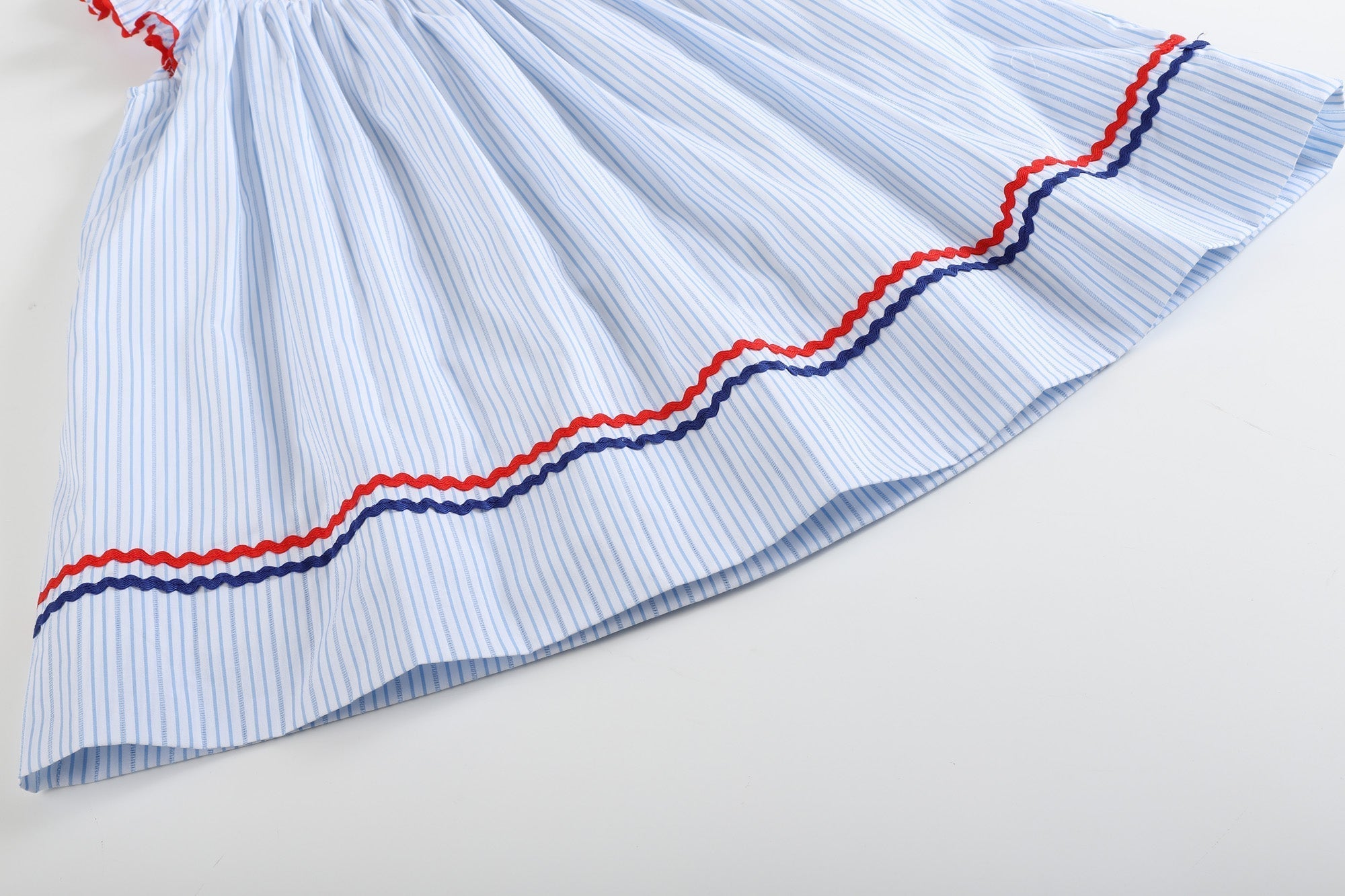 4th of July Blue Striped Stars Smocked Dress