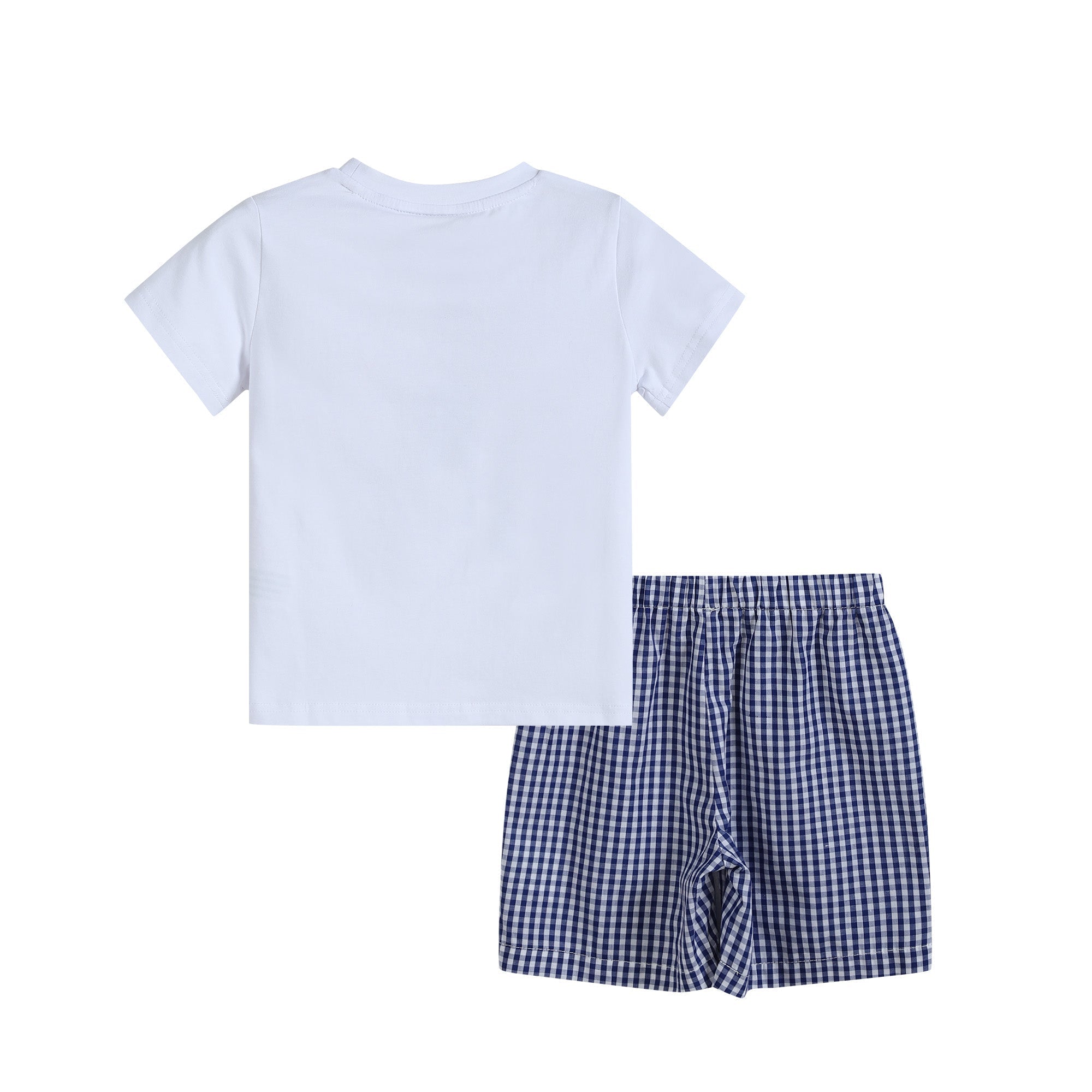 Blue Gingham Flag Shirt & Shorts Set – 4th of July