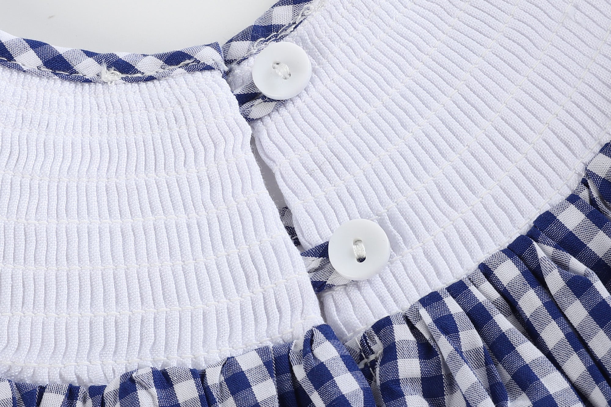 4th of July Royal Blue Gingham American Flag Smocked Bishop Dress - Blissfully Lavender BoutiqueLil Cactus