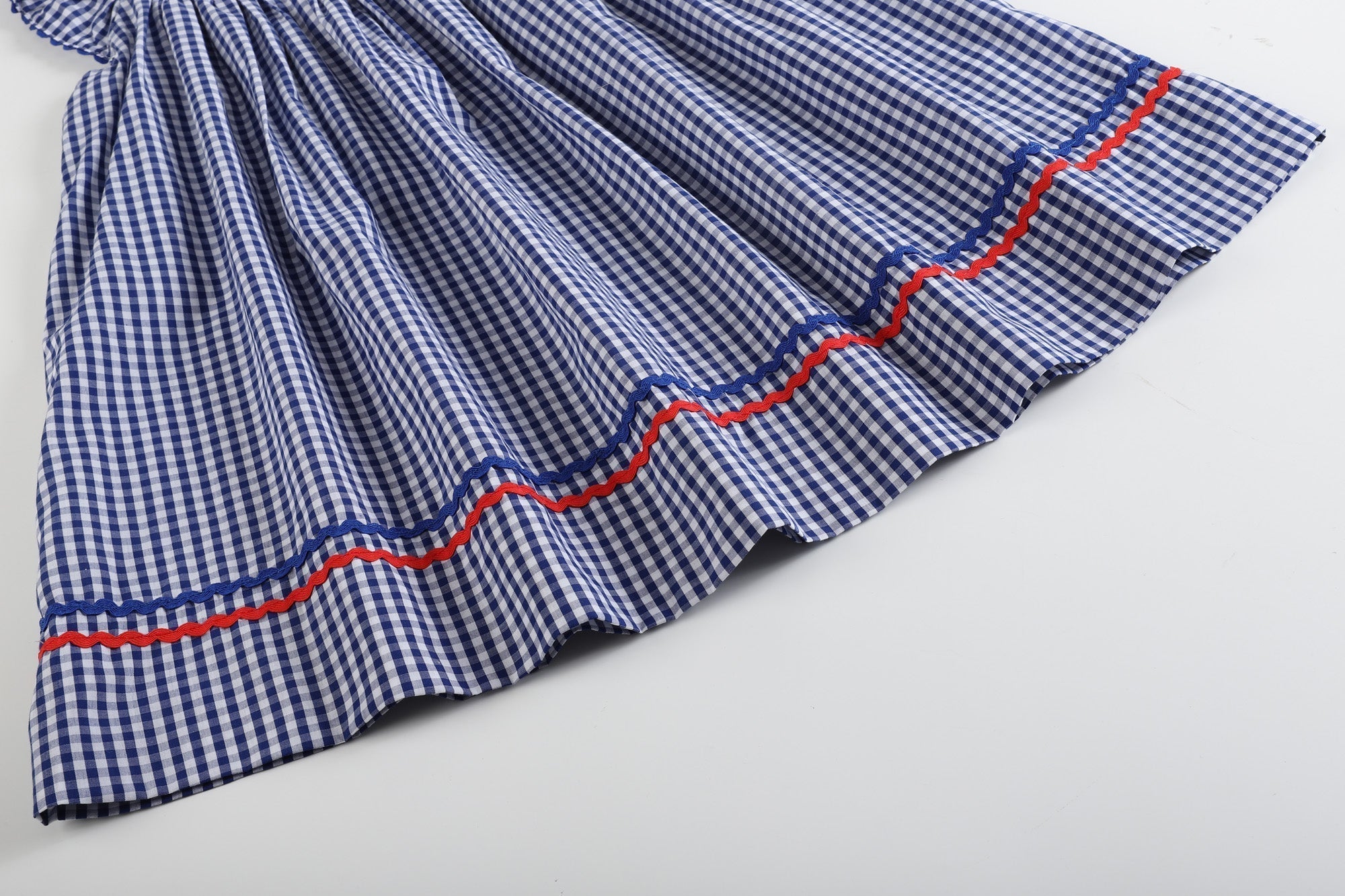 4th of July Royal Blue Gingham American Flag Smocked Bishop Dress - Blissfully Lavender BoutiqueLil Cactus