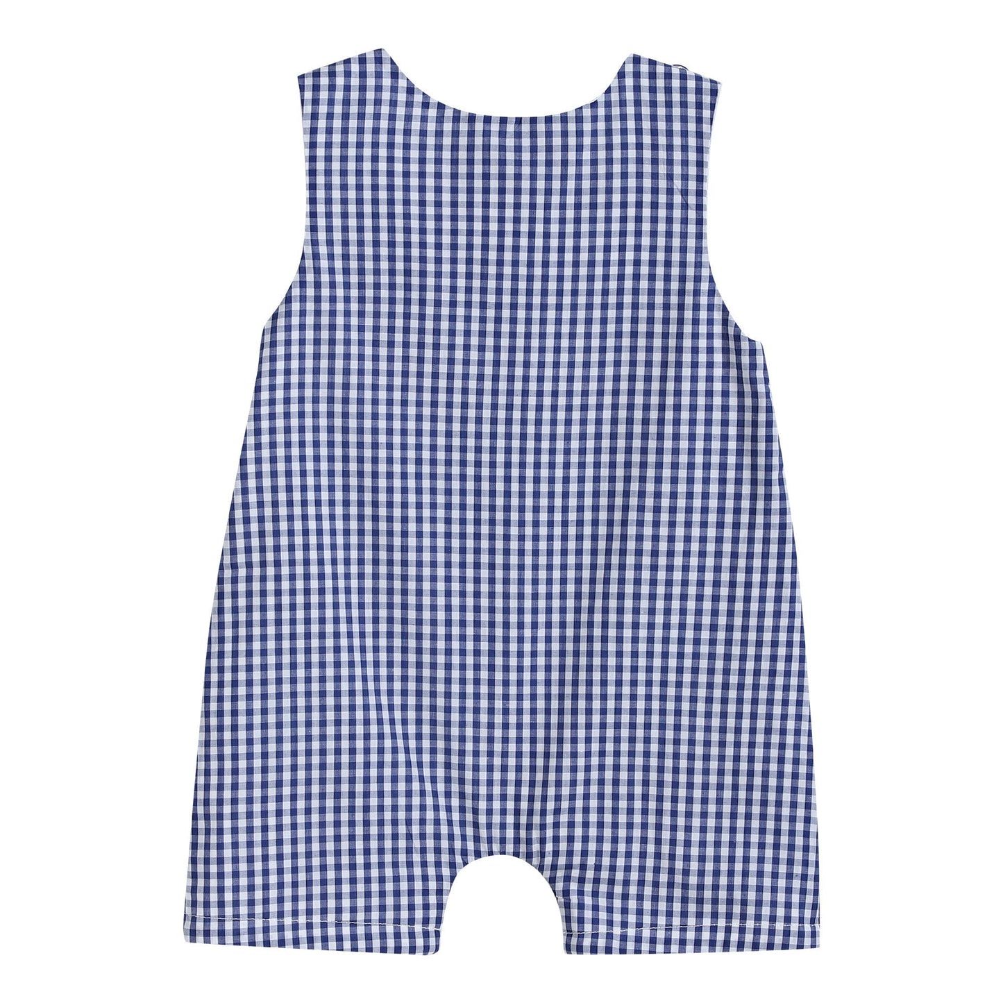 4th of July Royal Blue Gingham American Flag Smocked Shortalls