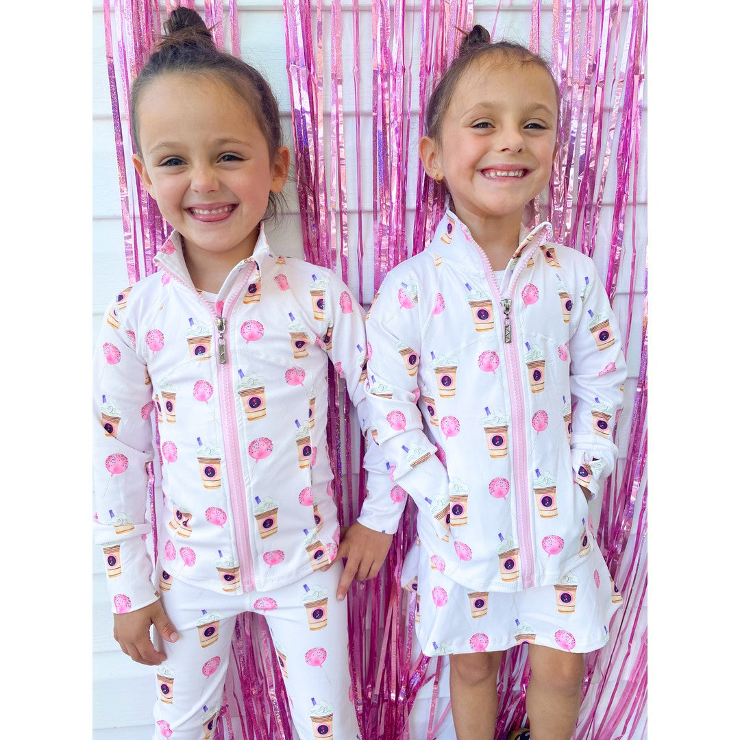 Girls Latte and Cake Pop Print Athletic Jacket