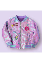 Purple Sequins Patched Bomber Jacket