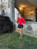 AA Fuchsia Gathered Double-layer Mini Skort