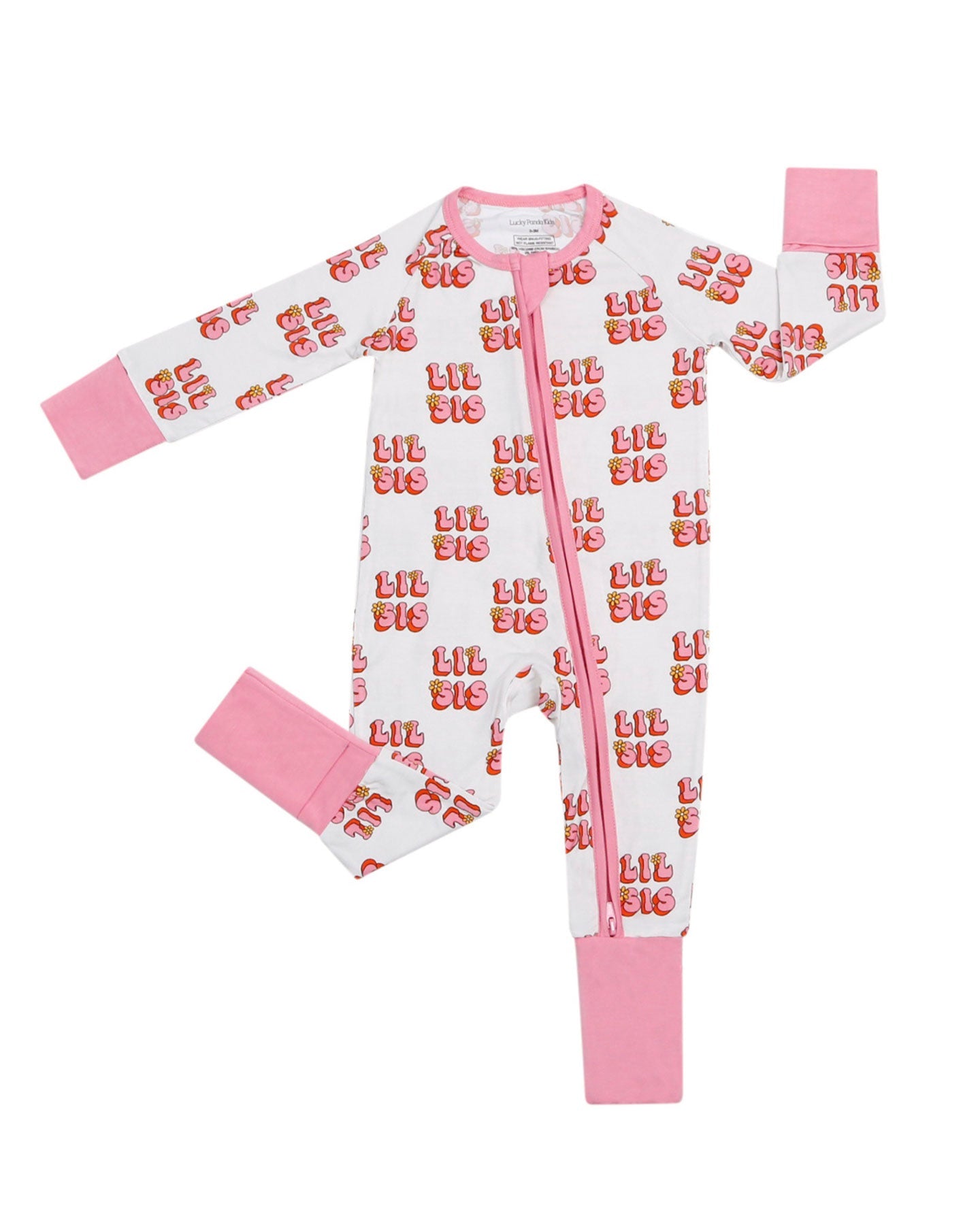 Baby Girl Lil Sis Bamboo Zip Pajama Romper