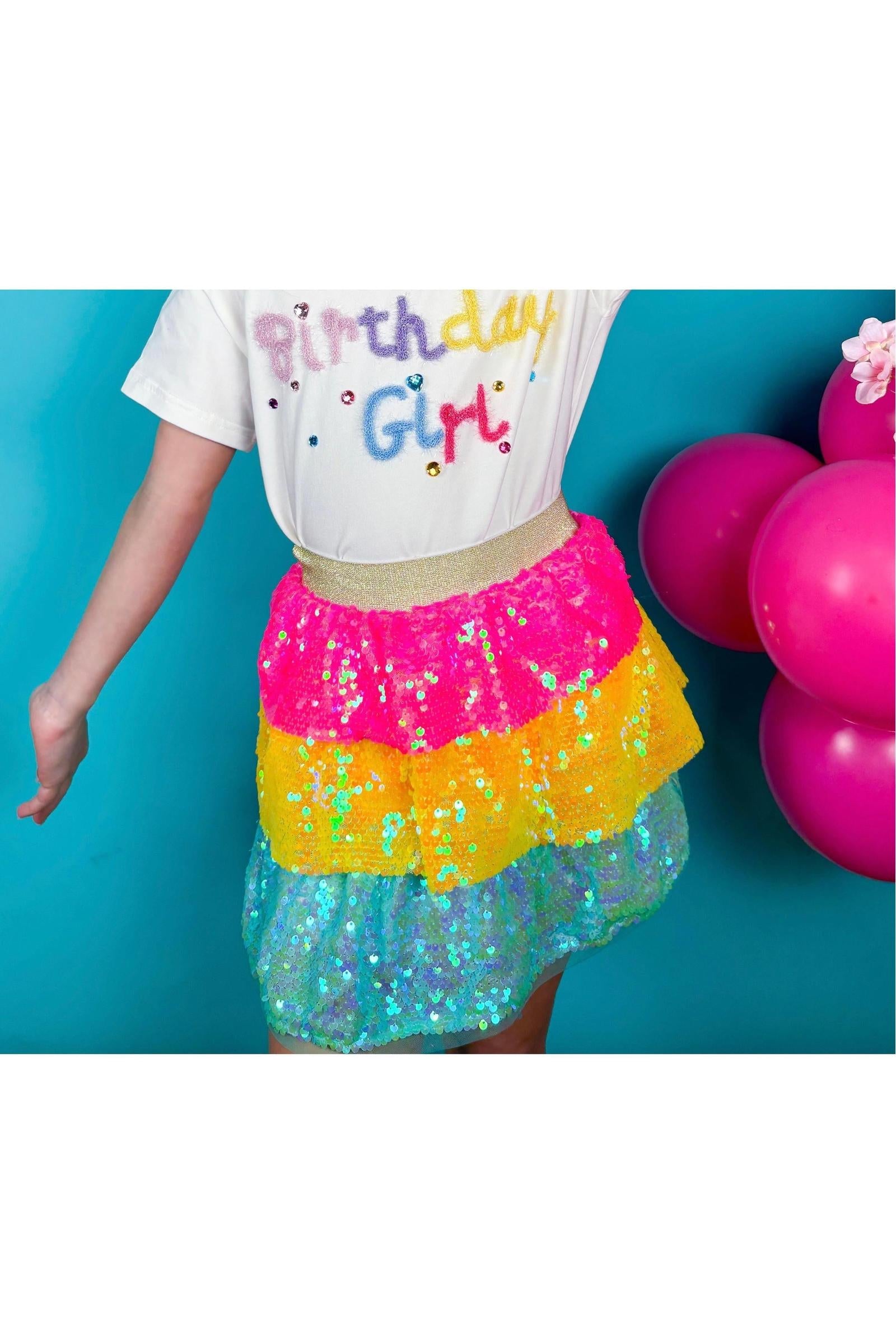 Girls Neon Sequins Skirt (Preorder) - Shipping Mid-April 2025