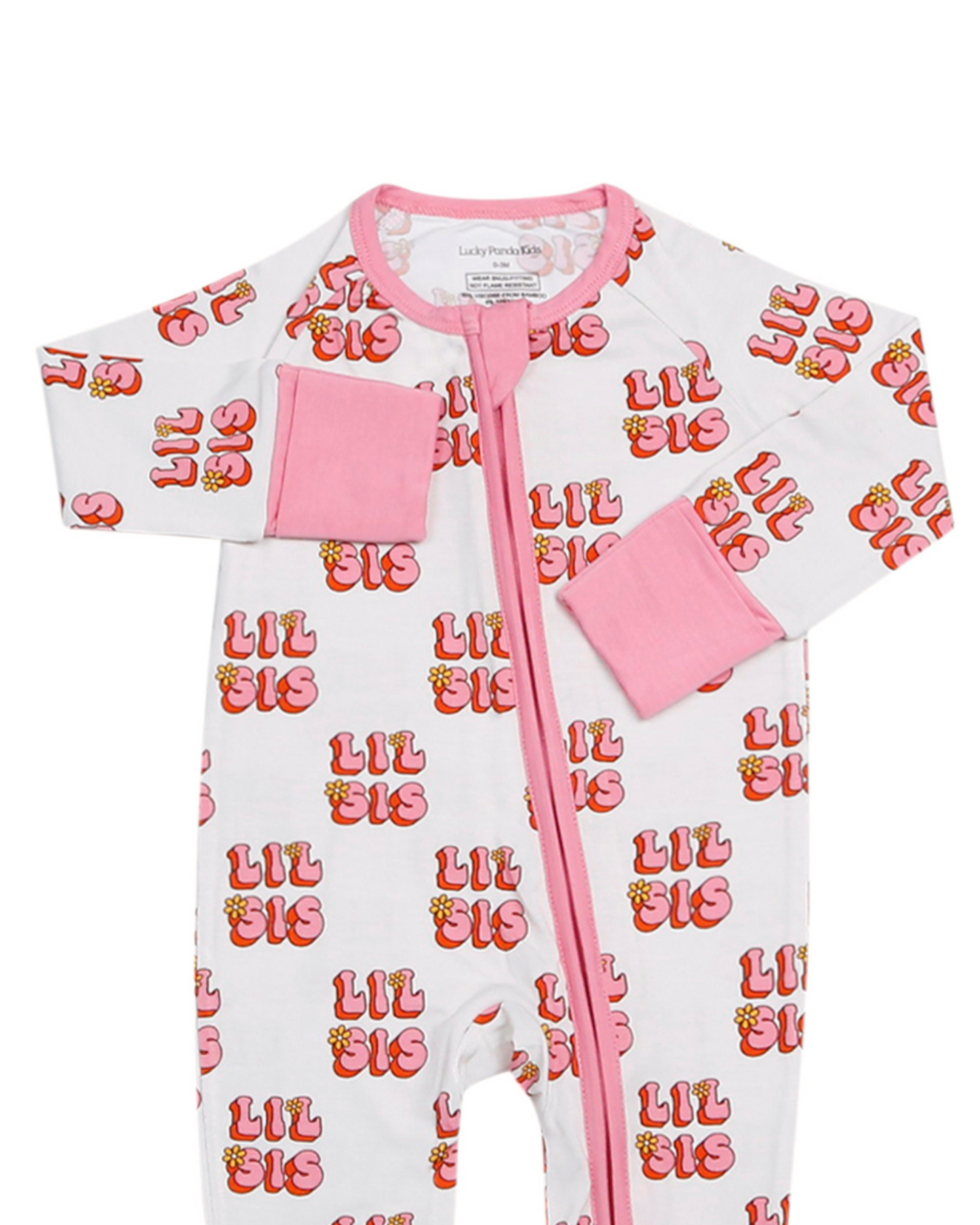 Baby Girl Lil Sis Bamboo Zip Pajama Romper