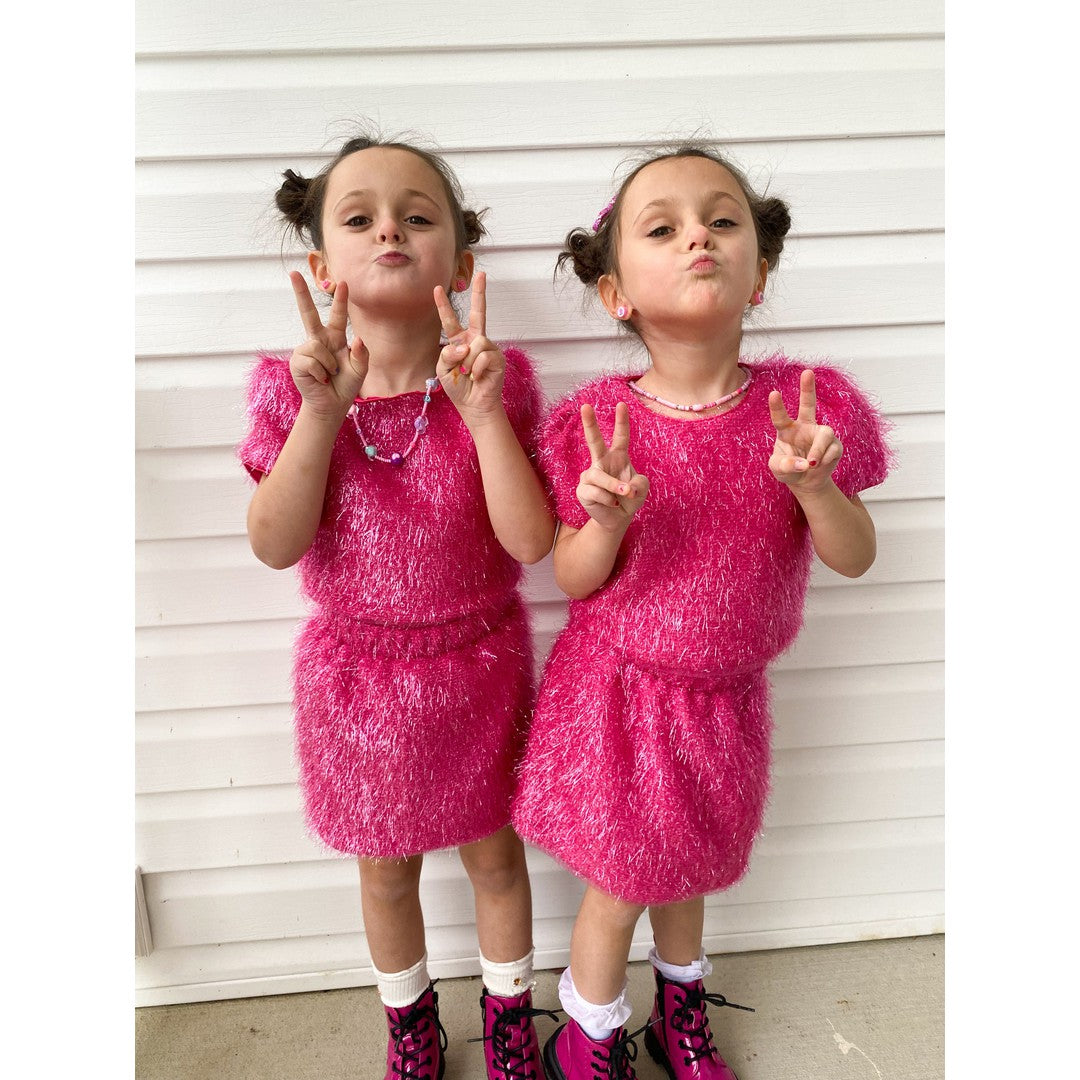 Girls Pink Sparkle Tinsel Set