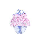 Beachside Footprints Ruffle Tankini Two-Piece Swimsuit