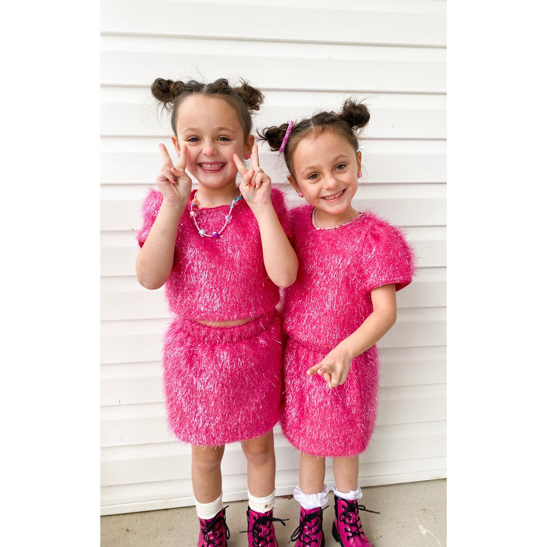 Girls Pink Sparkle Tinsel Set