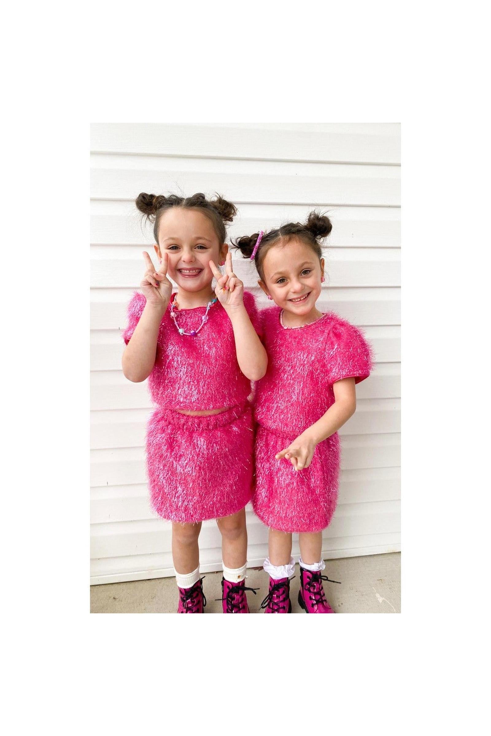 Girls Pink Sparkle Tinsel Set