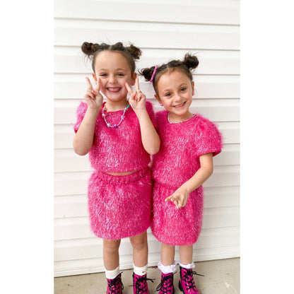 Girls Pink Sparkle Tinsel Set