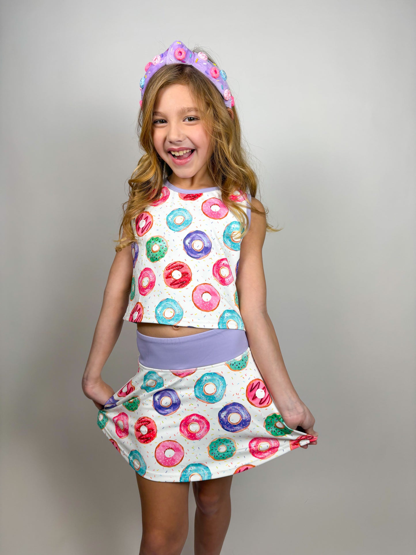Girls Donut Two-Piece Athletic Tank and Skort Set